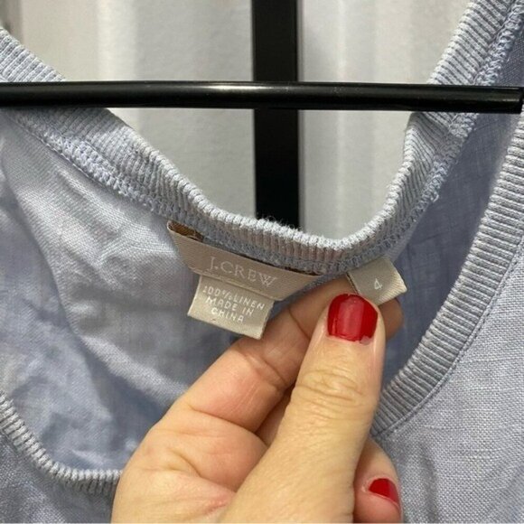 J Crew 100% Linen Maxi Dress Sleeveless Blue Vacation Resortwear Sz 4 Lagenlook - Picture 3 of 7